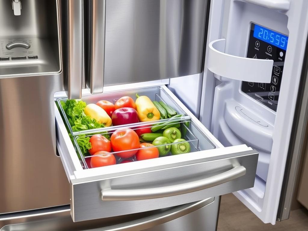 Moderne Kühlschrank-Funktionen wie Null-Grad-Zone, Wasserspender und digitales Display