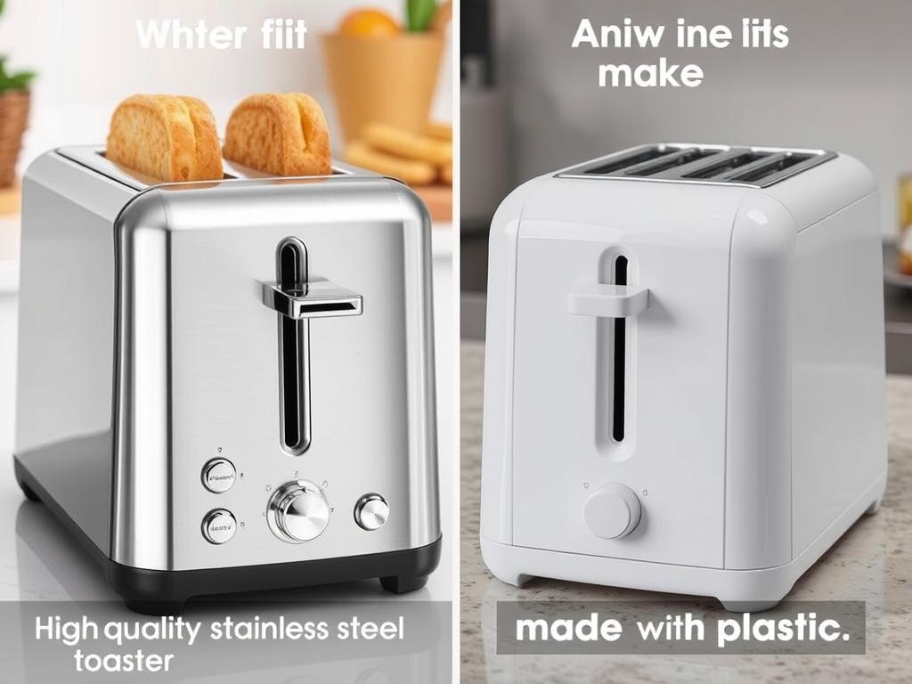 Toaster aus hochwertigem Edelstahl im Vergleich zu Kunststoff-Modell