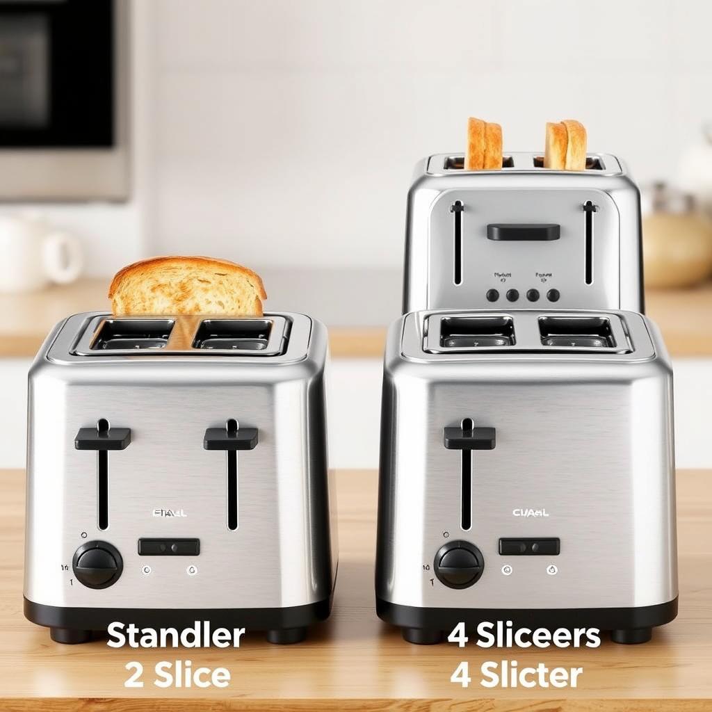 Vergleich zwischen einem 2-Scheiben und einem 4-Scheiben Toaster