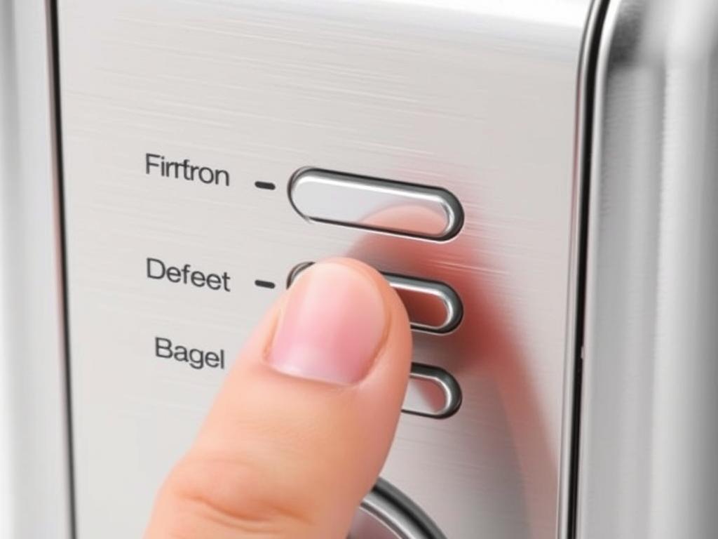 Verschiedene Einstellmöglichkeiten eines modernen Toasters mit Bräunungsstufen