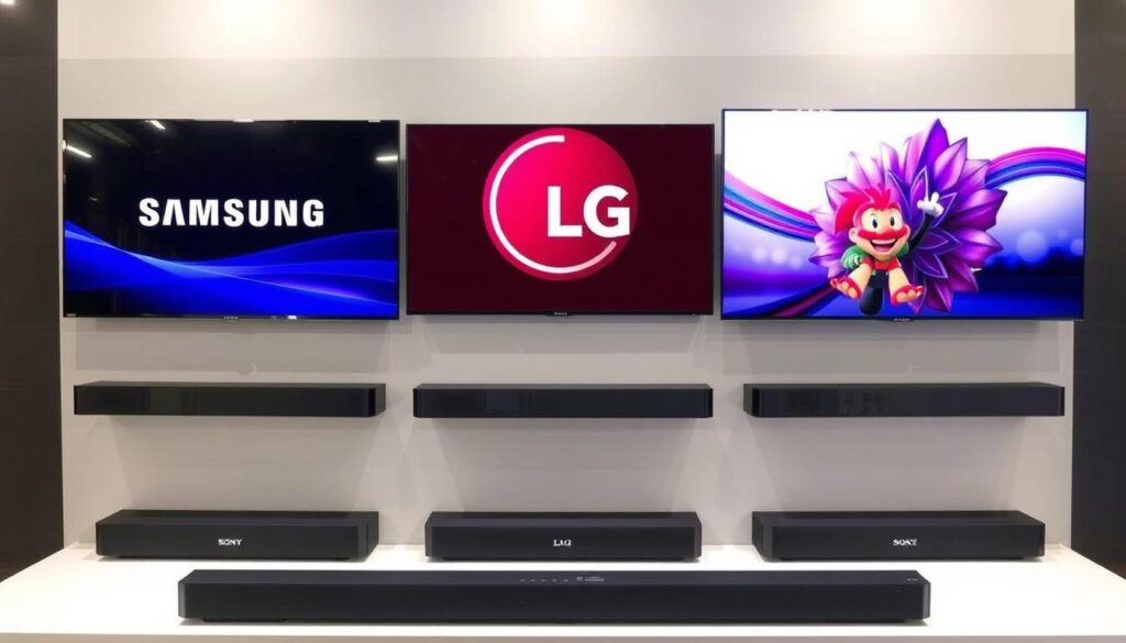 Verschiedene TV-Marken mit ihren kompatiblen Soundbar-Systemen